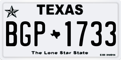 TX license plate BGP1733