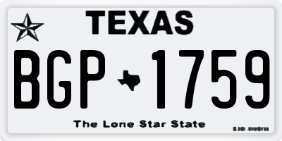 TX license plate BGP1759