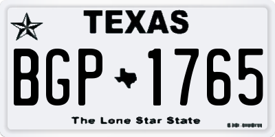 TX license plate BGP1765