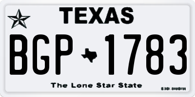 TX license plate BGP1783