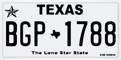 TX license plate BGP1788