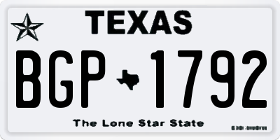 TX license plate BGP1792
