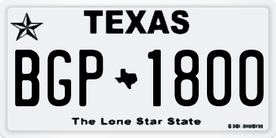 TX license plate BGP1800