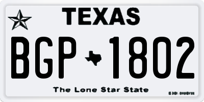 TX license plate BGP1802