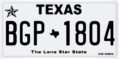 TX license plate BGP1804