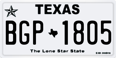 TX license plate BGP1805