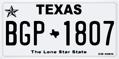 TX license plate BGP1807