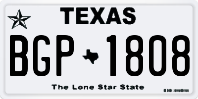 TX license plate BGP1808