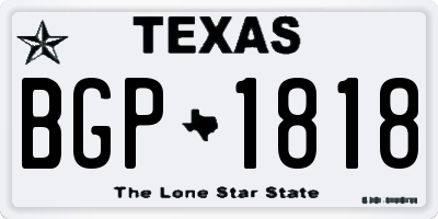 TX license plate BGP1818