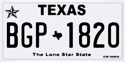 TX license plate BGP1820