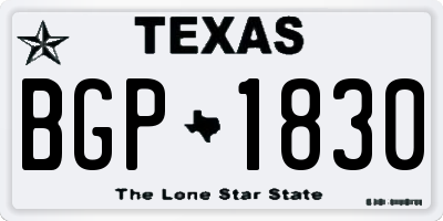 TX license plate BGP1830