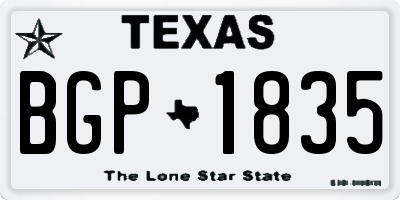 TX license plate BGP1835