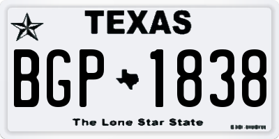 TX license plate BGP1838