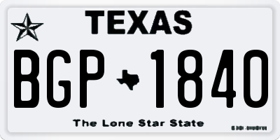 TX license plate BGP1840