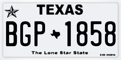 TX license plate BGP1858