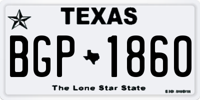 TX license plate BGP1860