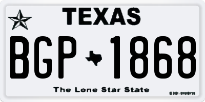 TX license plate BGP1868
