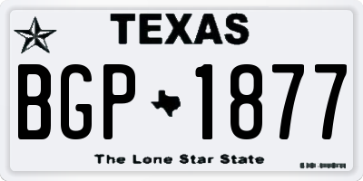 TX license plate BGP1877