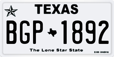 TX license plate BGP1892