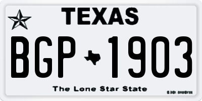 TX license plate BGP1903