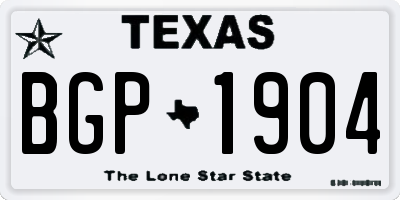 TX license plate BGP1904
