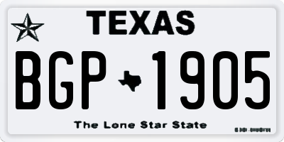 TX license plate BGP1905