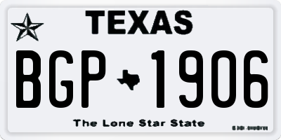 TX license plate BGP1906