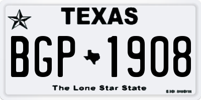 TX license plate BGP1908