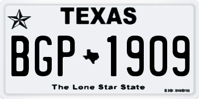 TX license plate BGP1909