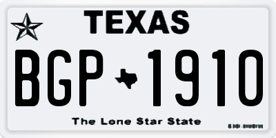 TX license plate BGP1910