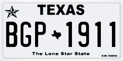 TX license plate BGP1911