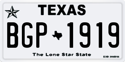 TX license plate BGP1919
