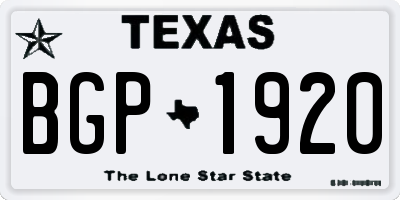 TX license plate BGP1920