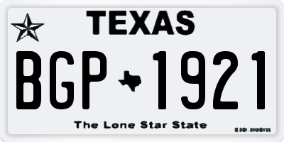 TX license plate BGP1921