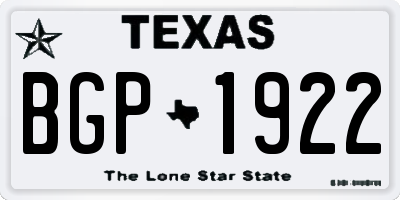 TX license plate BGP1922