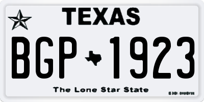 TX license plate BGP1923