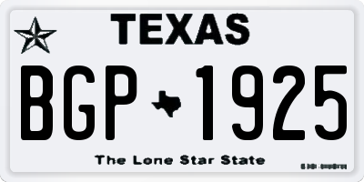 TX license plate BGP1925