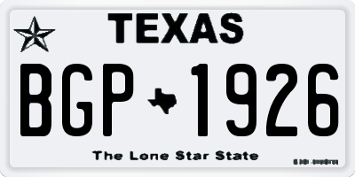 TX license plate BGP1926