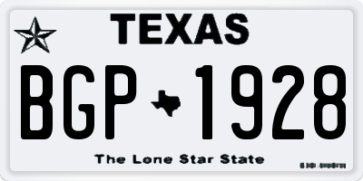 TX license plate BGP1928