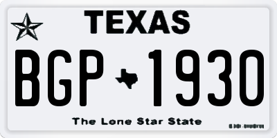 TX license plate BGP1930