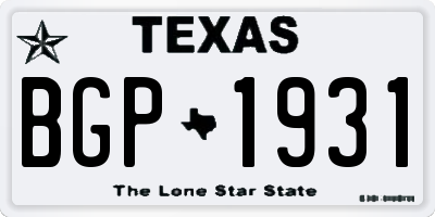 TX license plate BGP1931