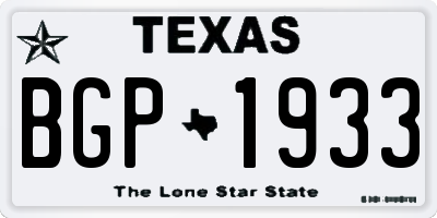 TX license plate BGP1933
