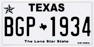 TX license plate BGP1934