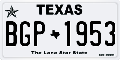 TX license plate BGP1953