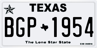 TX license plate BGP1954