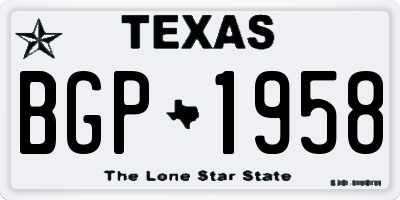 TX license plate BGP1958