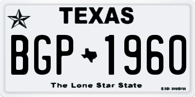TX license plate BGP1960