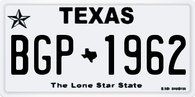 TX license plate BGP1962