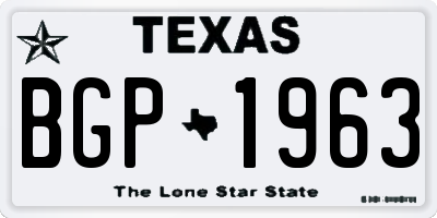 TX license plate BGP1963