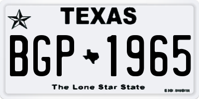 TX license plate BGP1965